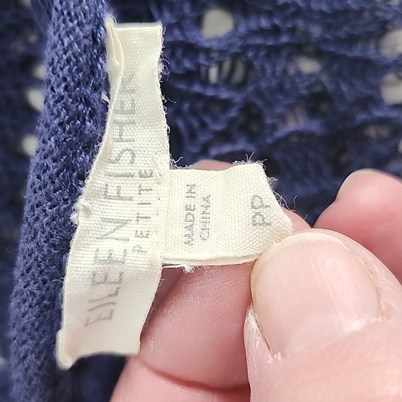 Eileen Fisher 100% organic linen blue open weave sweater top Size PP XS petite - Picture 4 of 9